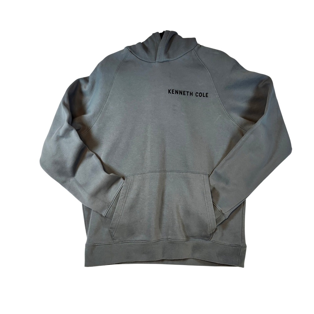 Kenneth Cole Mens Grey‎ Fleece Hoodie Logo Pullover Sweatshirt KF9V91PNFCM XL